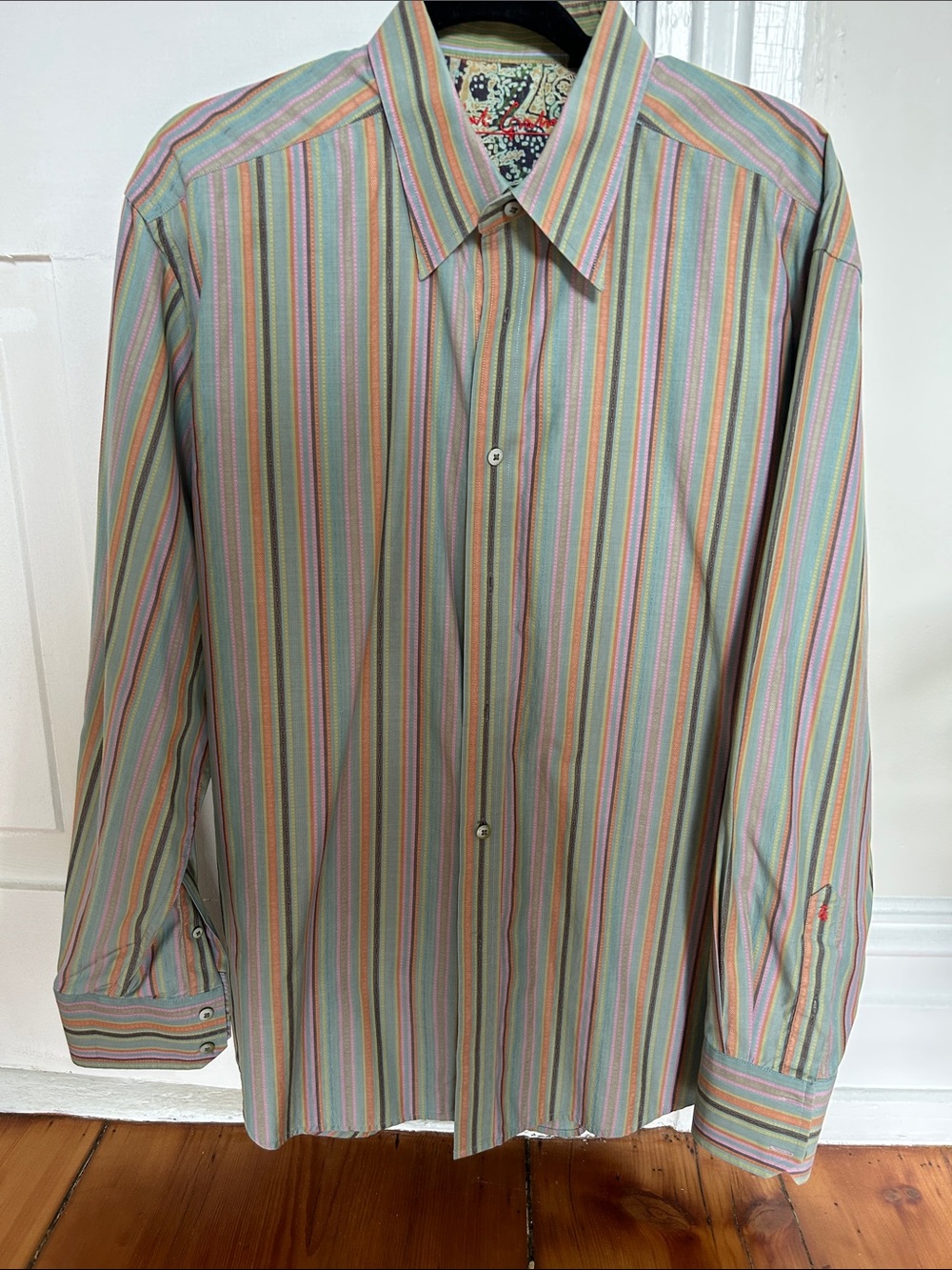 Robert Graham Men’s Pastel Multi Stripe Dress Shirt - Classic Collar